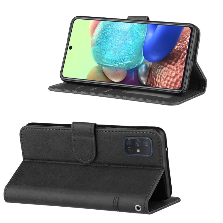 For Samsung Galaxy A71 5G Stitching Calf Texture Buckle Horizontal Flip Leather Case with Holder & Card Slots & Wallet & Lanyard