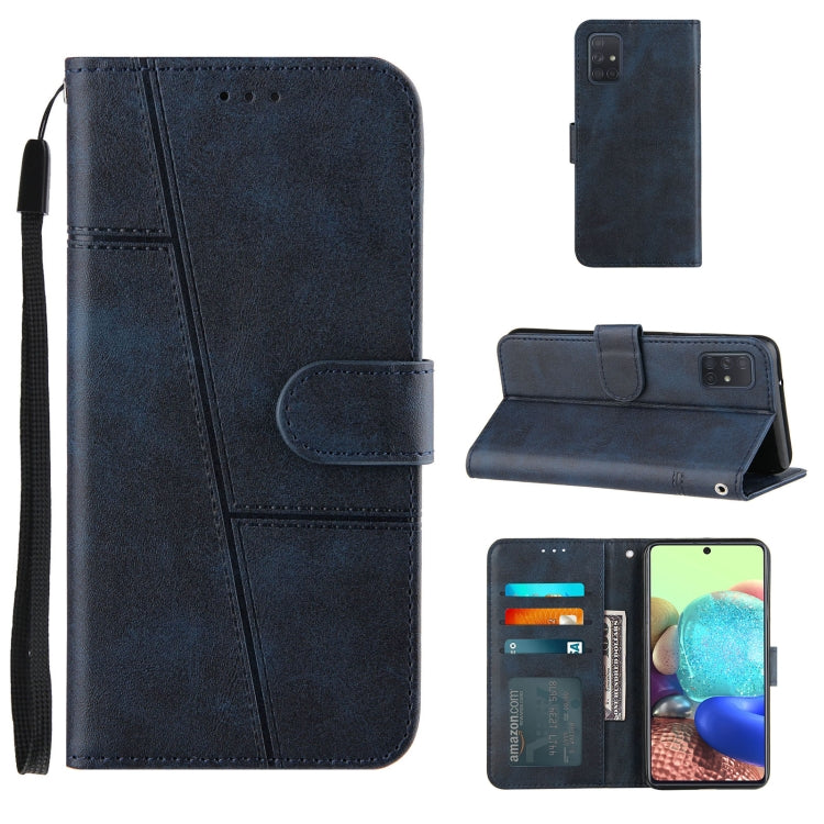 For Samsung Galaxy A71 5G Stitching Calf Texture Buckle Horizontal Flip Leather Case with Holder & Card Slots & Wallet & Lanyard