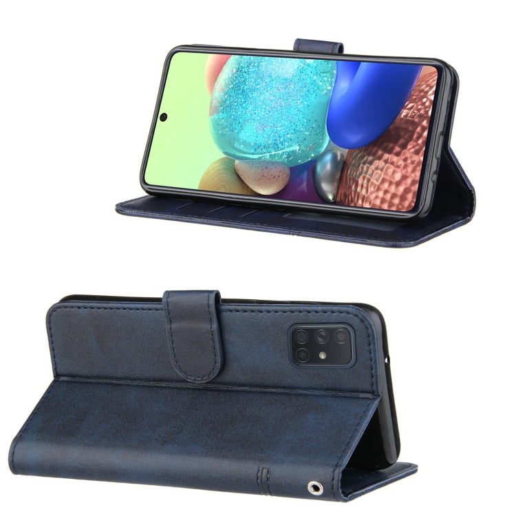 For Samsung Galaxy A71 5G Stitching Calf Texture Buckle Horizontal Flip Leather Case with Holder & Card Slots & Wallet & Lanyard