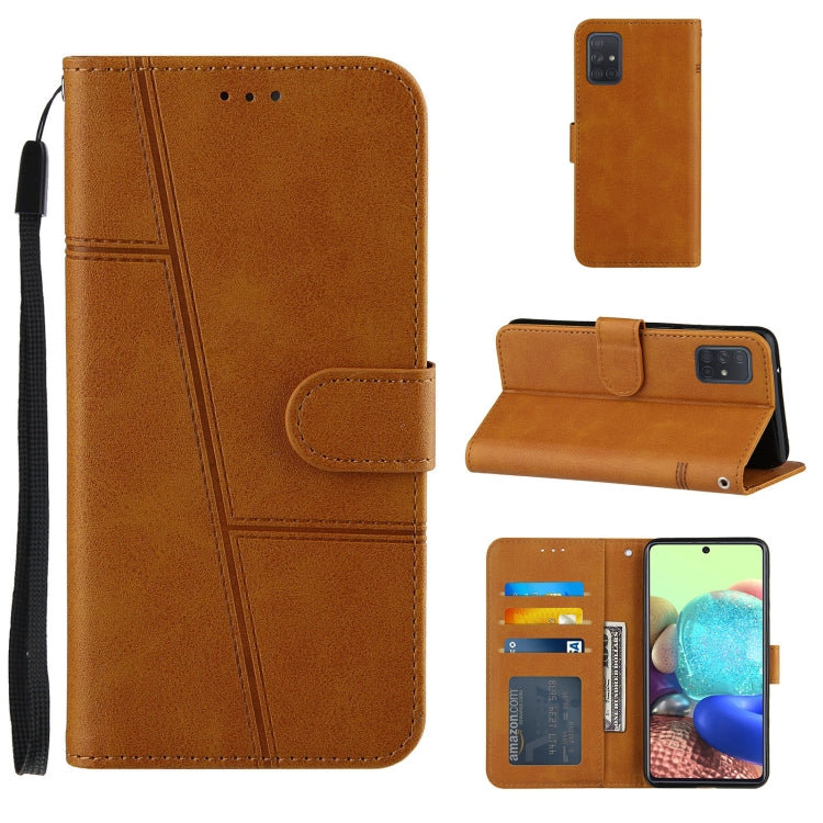 For Samsung Galaxy A71 5G Stitching Calf Texture Buckle Horizontal Flip Leather Case with Holder & Card Slots & Wallet & Lanyard