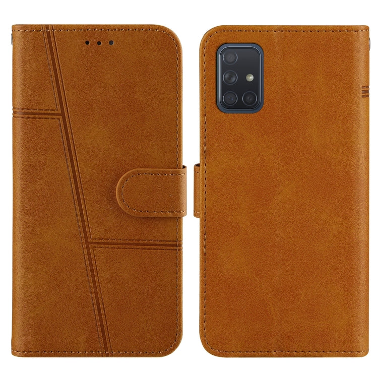 For Samsung Galaxy A71 5G Stitching Calf Texture Buckle Horizontal Flip Leather Case with Holder & Card Slots & Wallet & Lanyard