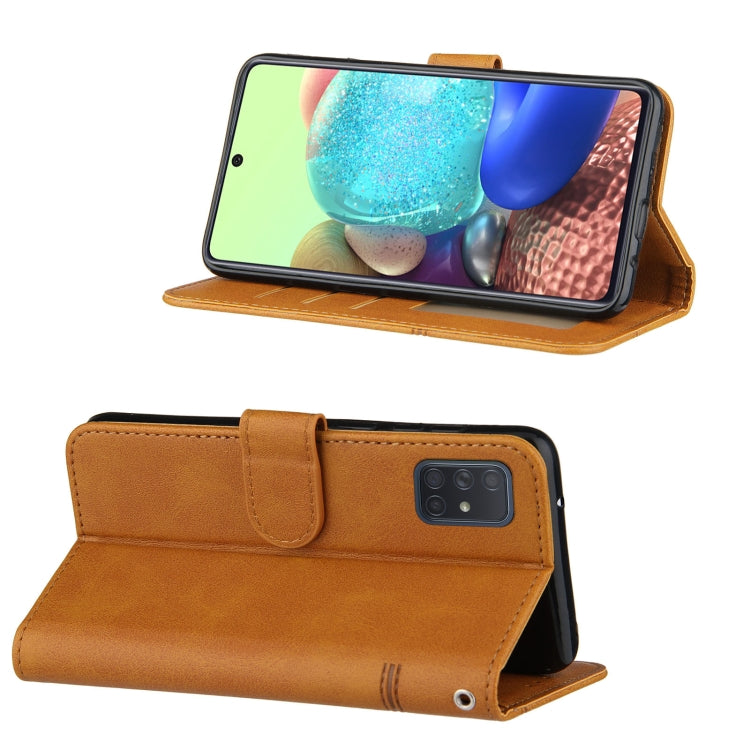 For Samsung Galaxy A71 5G Stitching Calf Texture Buckle Horizontal Flip Leather Case with Holder & Card Slots & Wallet & Lanyard