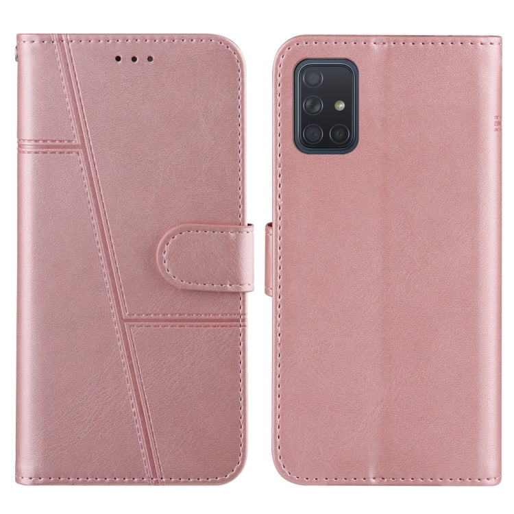 For Samsung Galaxy A71 5G Stitching Calf Texture Buckle Horizontal Flip Leather Case with Holder & Card Slots & Wallet & Lanyard