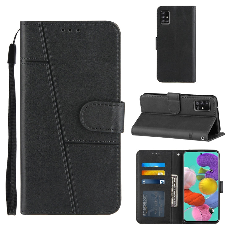 For Samsung Galaxy A51 5G Stitching Calf Texture Buckle Horizontal Flip Leather Case with Holder & Card Slots & Wallet & Lanyard