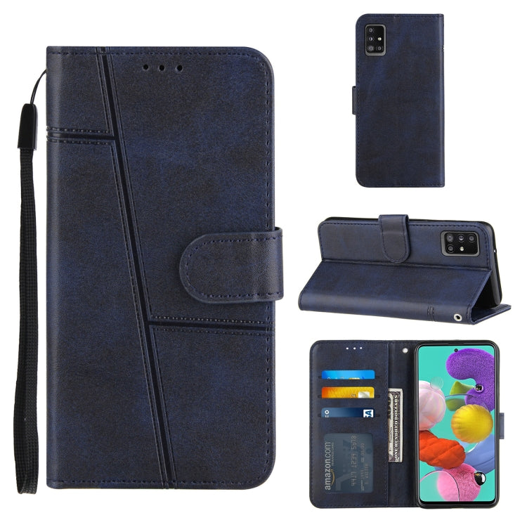 For Samsung Galaxy A51 5G Stitching Calf Texture Buckle Horizontal Flip Leather Case with Holder & Card Slots & Wallet & Lanyard