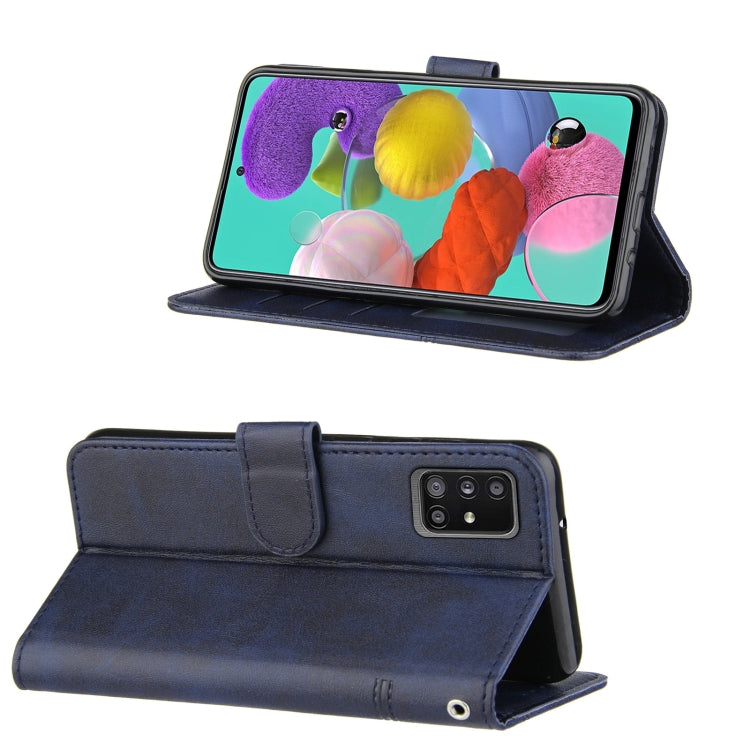 For Samsung Galaxy A51 5G Stitching Calf Texture Buckle Horizontal Flip Leather Case with Holder & Card Slots & Wallet & Lanyard