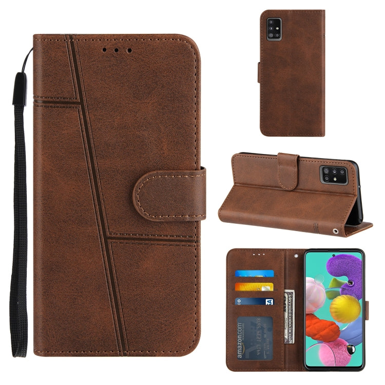 For Samsung Galaxy A51 5G Stitching Calf Texture Buckle Horizontal Flip Leather Case with Holder & Card Slots & Wallet & Lanyard
