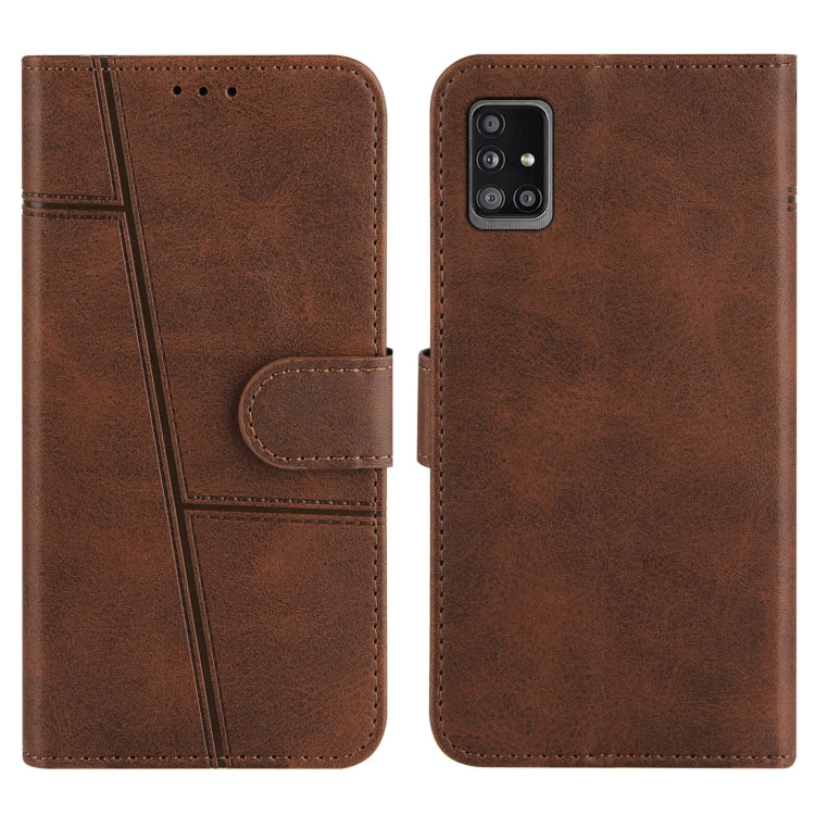 For Samsung Galaxy A51 5G Stitching Calf Texture Buckle Horizontal Flip Leather Case with Holder & Card Slots & Wallet & Lanyard