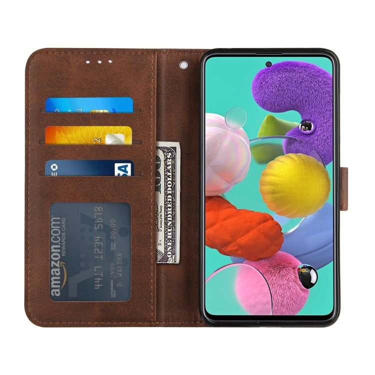 For Samsung Galaxy A51 5G Stitching Calf Texture Buckle Horizontal Flip Leather Case with Holder & Card Slots & Wallet & Lanyard