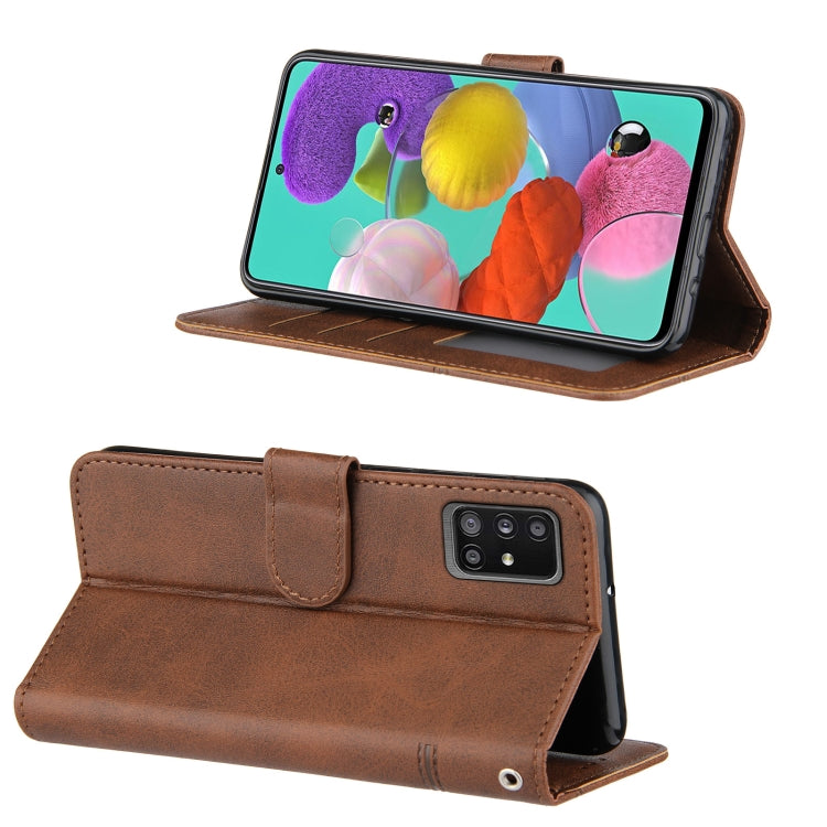For Samsung Galaxy A51 5G Stitching Calf Texture Buckle Horizontal Flip Leather Case with Holder & Card Slots & Wallet & Lanyard