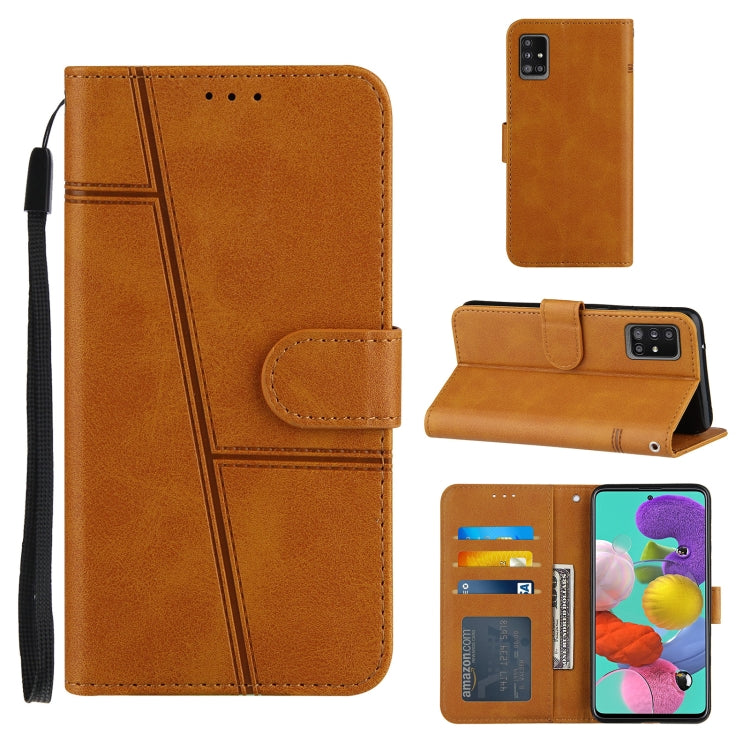 For Samsung Galaxy A51 5G Stitching Calf Texture Buckle Horizontal Flip Leather Case with Holder & Card Slots & Wallet & Lanyard