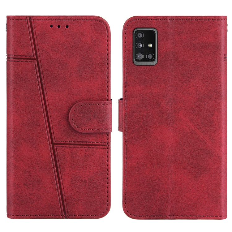 For Samsung Galaxy A51 5G Stitching Calf Texture Buckle Horizontal Flip Leather Case with Holder & Card Slots & Wallet & Lanyard