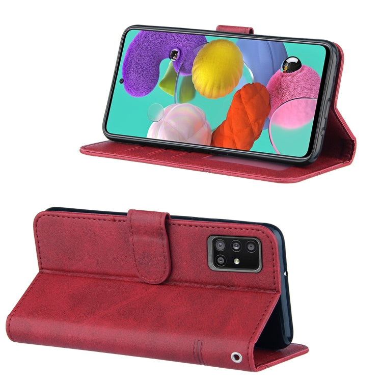 For Samsung Galaxy A51 5G Stitching Calf Texture Buckle Horizontal Flip Leather Case with Holder & Card Slots & Wallet & Lanyard