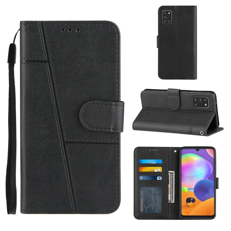 For Samsung Galaxy A51 4G Stitching Calf Texture Buckle Horizontal Flip Leather Case with Holder & Card Slots & Wallet & Lanyard