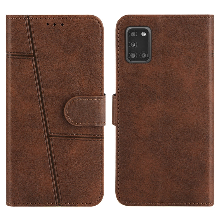 For Samsung Galaxy A51 4G Stitching Calf Texture Buckle Horizontal Flip Leather Case with Holder & Card Slots & Wallet & Lanyard
