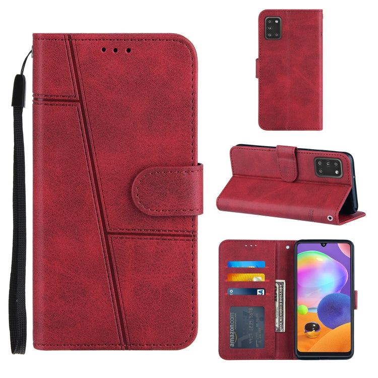 For Samsung Galaxy A51 4G Stitching Calf Texture Buckle Horizontal Flip Leather Case with Holder & Card Slots & Wallet & Lanyard