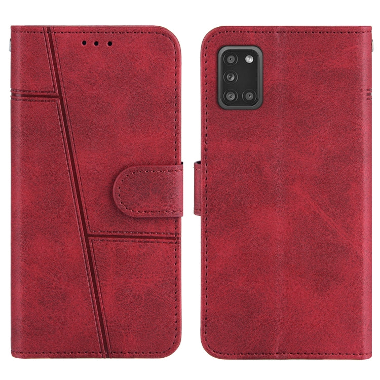 For Samsung Galaxy A51 4G Stitching Calf Texture Buckle Horizontal Flip Leather Case with Holder & Card Slots & Wallet & Lanyard