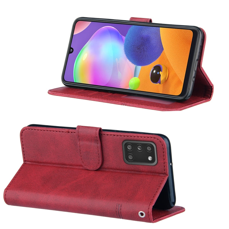 For Samsung Galaxy A51 4G Stitching Calf Texture Buckle Horizontal Flip Leather Case with Holder & Card Slots & Wallet & Lanyard