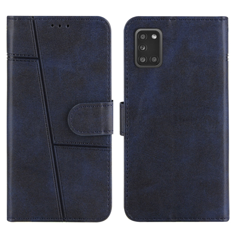For Samsung Galaxy A31 4G Stitching Calf Texture Buckle Horizontal Flip Leather Case with Holder & Card Slots & Wallet & Lanyard