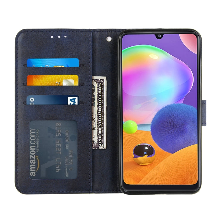 For Samsung Galaxy A31 4G Stitching Calf Texture Buckle Horizontal Flip Leather Case with Holder & Card Slots & Wallet & Lanyard