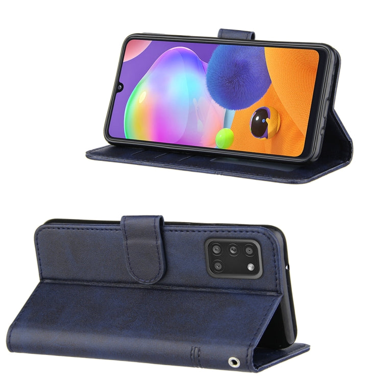 For Samsung Galaxy A31 4G Stitching Calf Texture Buckle Horizontal Flip Leather Case with Holder & Card Slots & Wallet & Lanyard