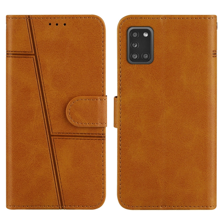 For Samsung Galaxy A31 4G Stitching Calf Texture Buckle Horizontal Flip Leather Case with Holder & Card Slots & Wallet & Lanyard