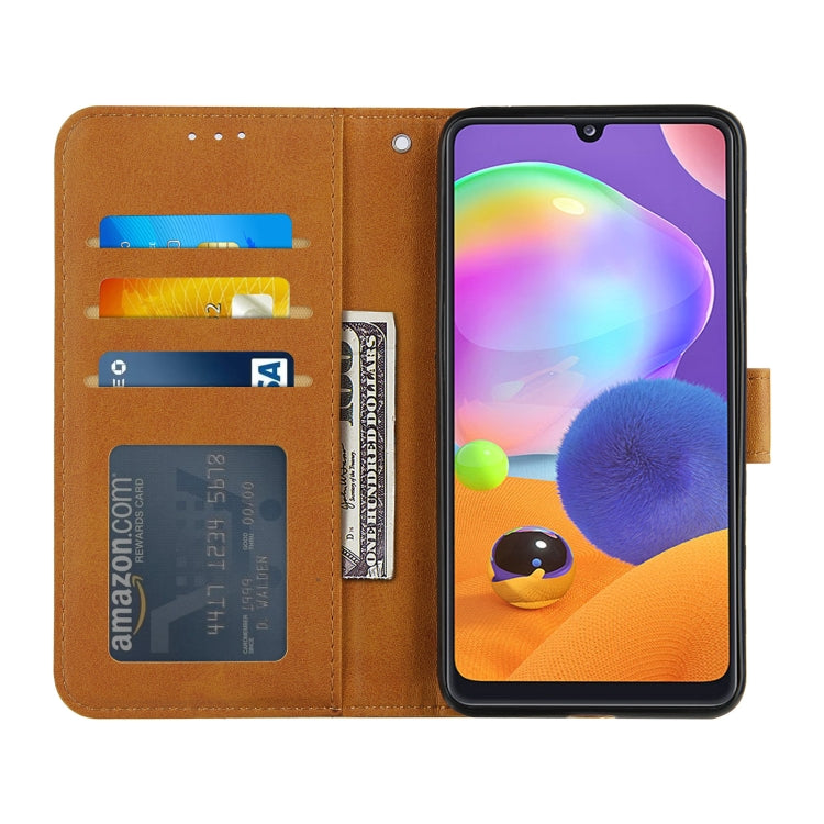 For Samsung Galaxy A31 4G Stitching Calf Texture Buckle Horizontal Flip Leather Case with Holder & Card Slots & Wallet & Lanyard