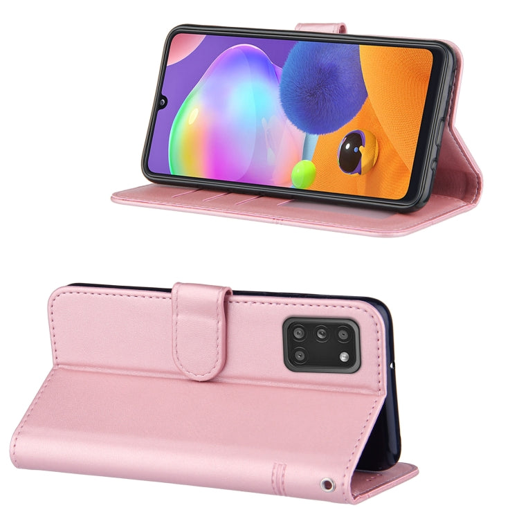 For Samsung Galaxy A31 4G Stitching Calf Texture Buckle Horizontal Flip Leather Case with Holder & Card Slots & Wallet & Lanyard
