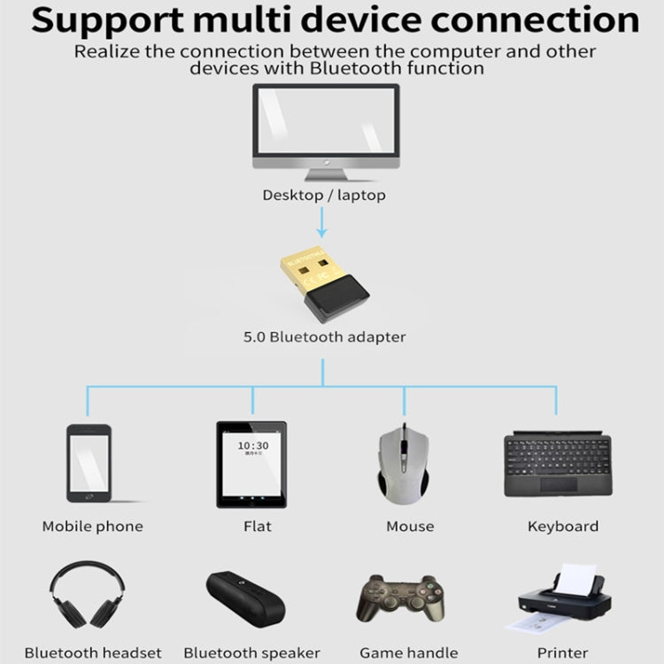 JD-08H Bluetooth Adapter 5.0 USB Desktop Computer Keyboard Headset RTL8761