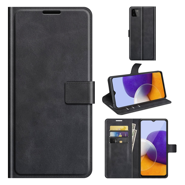 For Samsung Galaxy A22 5G Retro Calf Pattern Buckle Horizontal Flip Leather Case with Holder & Card Slots & Wallet