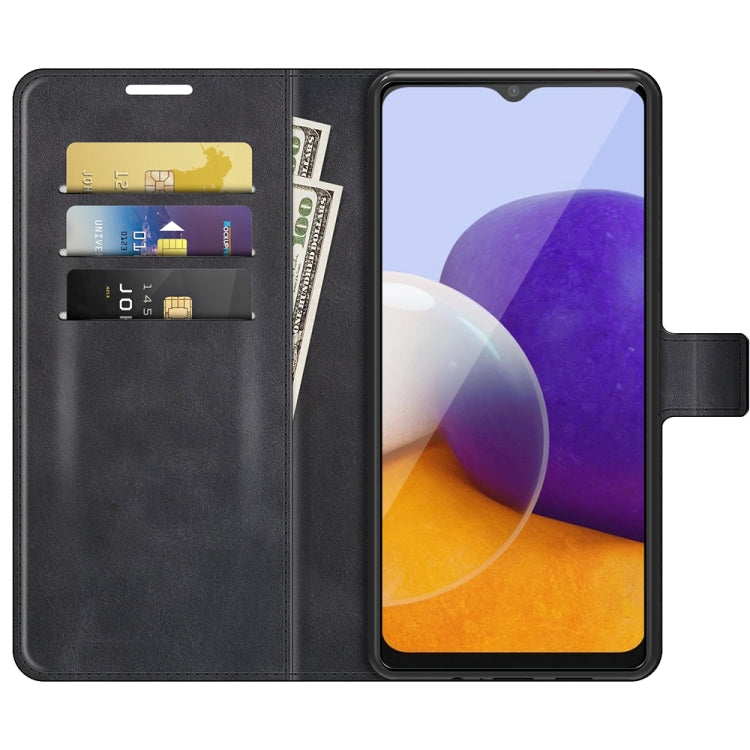For Samsung Galaxy A22 5G Retro Calf Pattern Buckle Horizontal Flip Leather Case with Holder & Card Slots & Wallet