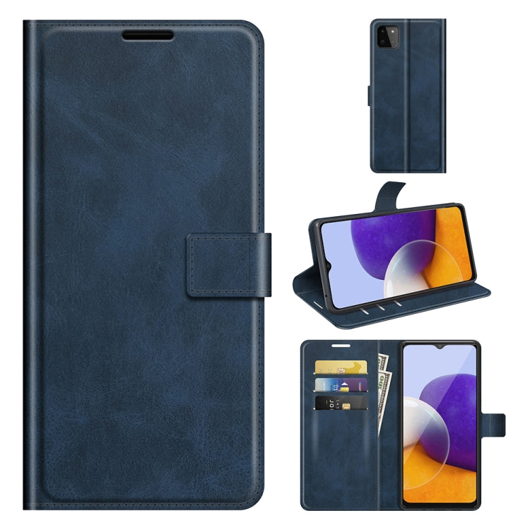 For Samsung Galaxy A22 5G Retro Calf Pattern Buckle Horizontal Flip Leather Case with Holder & Card Slots & Wallet