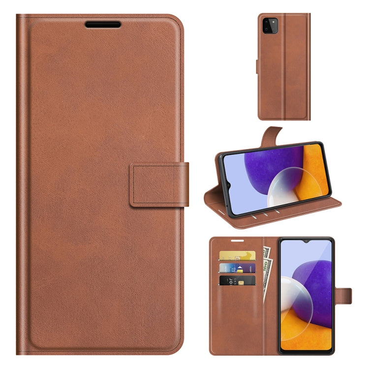 For Samsung Galaxy A22 5G Retro Calf Pattern Buckle Horizontal Flip Leather Case with Holder & Card Slots & Wallet