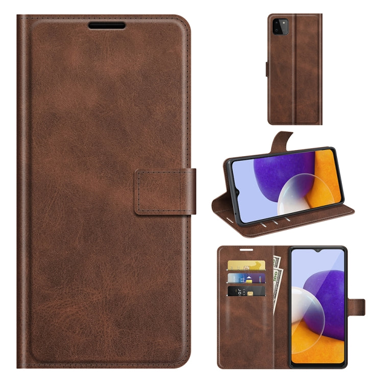 For Samsung Galaxy A22 5G Retro Calf Pattern Buckle Horizontal Flip Leather Case with Holder & Card Slots & Wallet