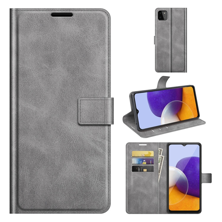 For Samsung Galaxy A22 5G Retro Calf Pattern Buckle Horizontal Flip Leather Case with Holder & Card Slots & Wallet