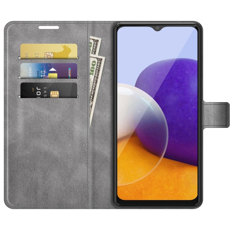 For Samsung Galaxy A22 5G Retro Calf Pattern Buckle Horizontal Flip Leather Case with Holder & Card Slots & Wallet