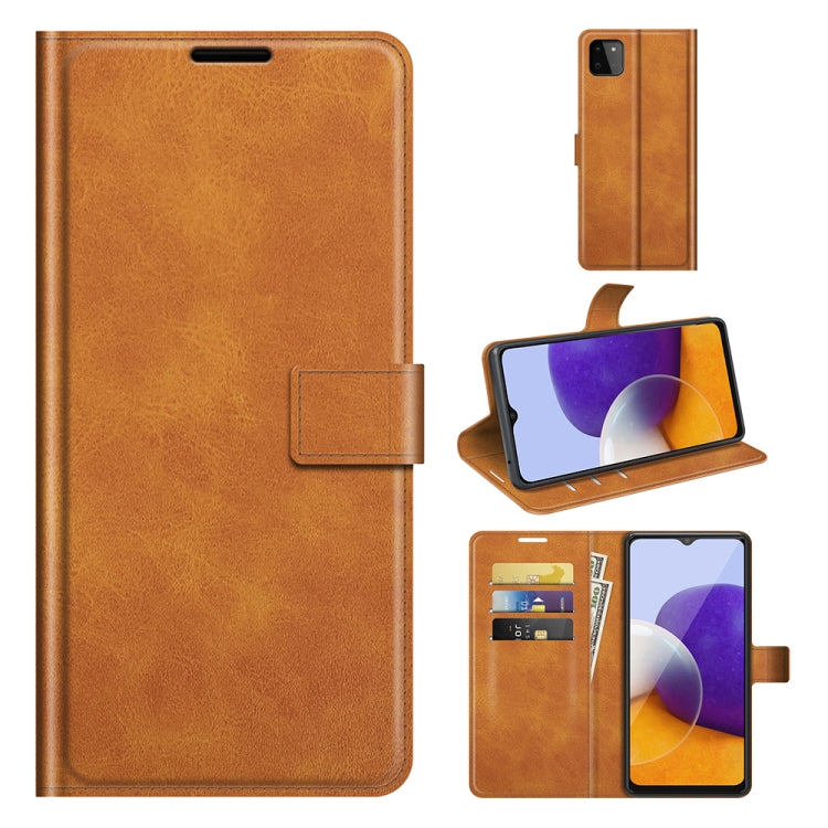 For Samsung Galaxy A22 5G Retro Calf Pattern Buckle Horizontal Flip Leather Case with Holder & Card Slots & Wallet
