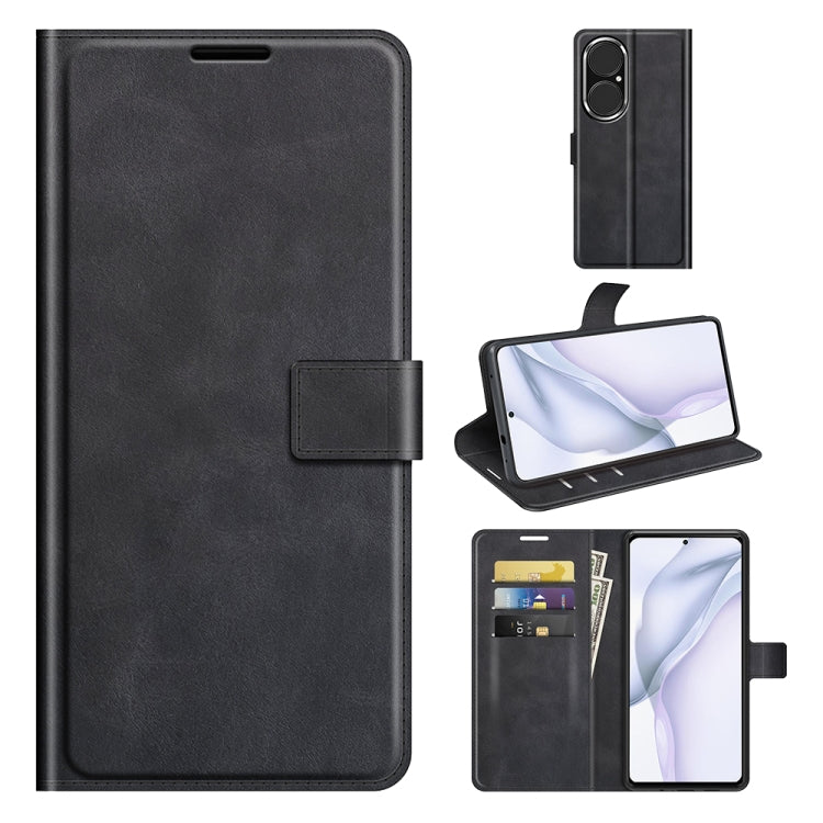 For Huawei P50 Retro Calf Pattern Buckle Horizontal Flip Leather Case with Holder & Card Slots & Wallet