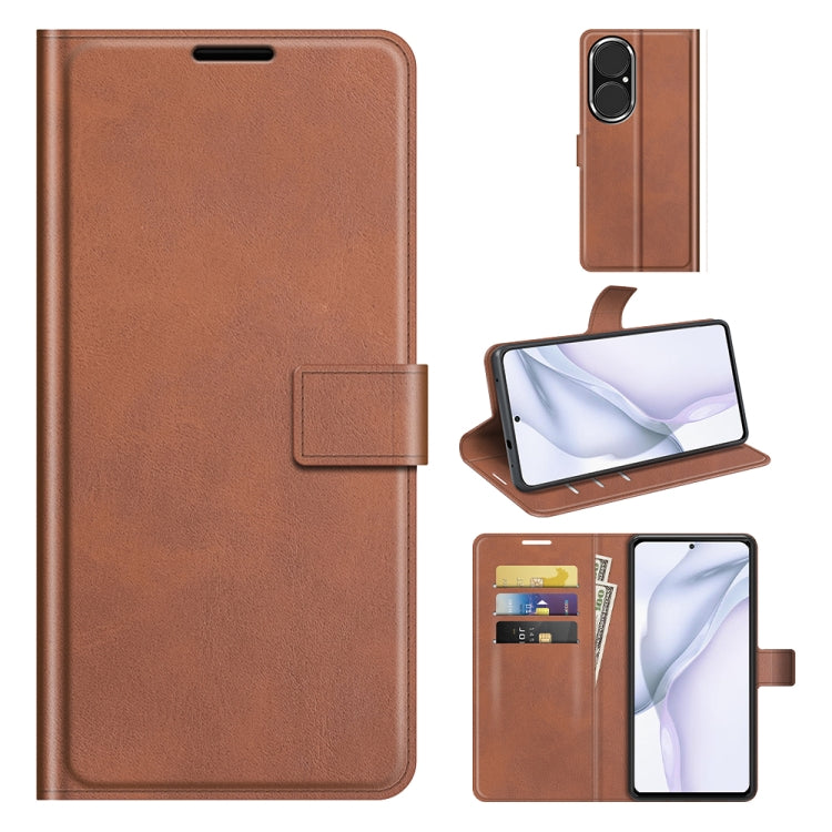 For Huawei P50 Retro Calf Pattern Buckle Horizontal Flip Leather Case with Holder & Card Slots & Wallet