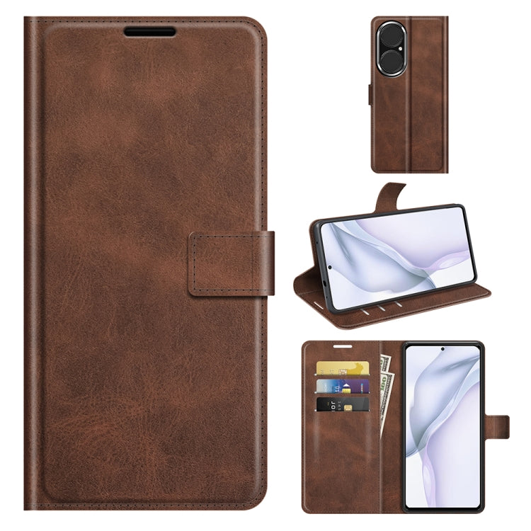 For Huawei P50 Retro Calf Pattern Buckle Horizontal Flip Leather Case with Holder & Card Slots & Wallet