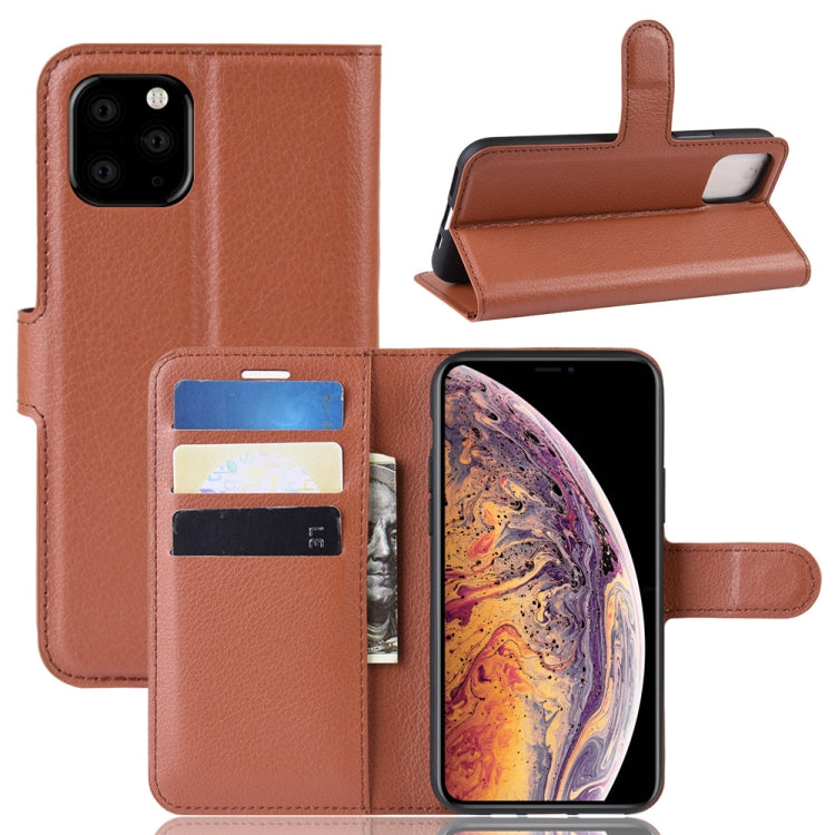 For iPhone 11 Pro Max Litchi Skin PU Leather Wallet Stand Mobile Casing