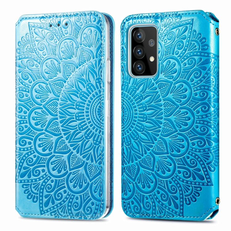 For Samsung Galaxy A72 5G / 4G Blooming Mandala Embossed Pattern Magnetic Horizontal Flip Leather Case with Holder & Card Slots & Wallet