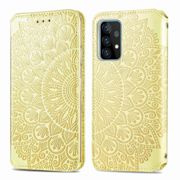 For Samsung Galaxy A72 5G / 4G Blooming Mandala Embossed Pattern Magnetic Horizontal Flip Leather Case with Holder & Card Slots & Wallet