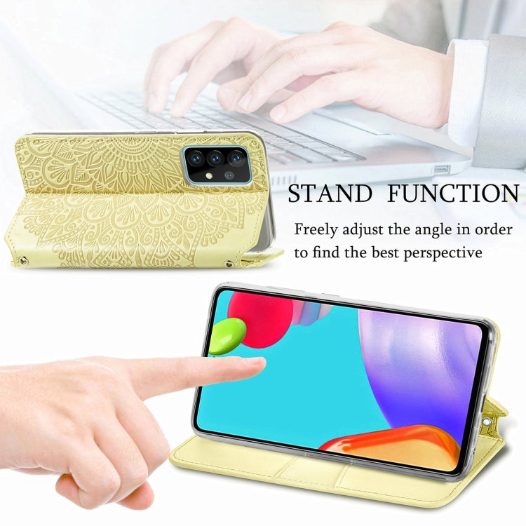 For Samsung Galaxy A72 5G / 4G Blooming Mandala Embossed Pattern Magnetic Horizontal Flip Leather Case with Holder & Card Slots & Wallet