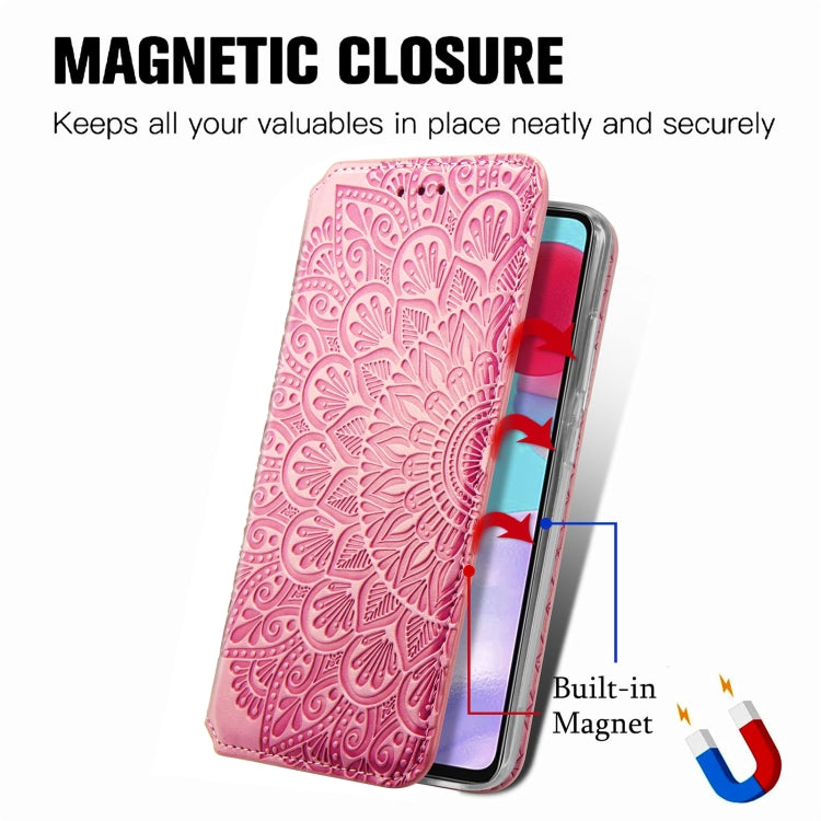For Samsung Galaxy A72 5G / 4G Blooming Mandala Embossed Pattern Magnetic Horizontal Flip Leather Case with Holder & Card Slots & Wallet