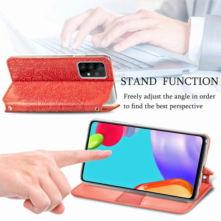 For Samsung Galaxy A72 5G / 4G Blooming Mandala Embossed Pattern Magnetic Horizontal Flip Leather Case with Holder & Card Slots & Wallet