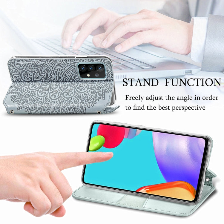 For Samsung Galaxy A72 5G / 4G Blooming Mandala Embossed Pattern Magnetic Horizontal Flip Leather Case with Holder & Card Slots & Wallet