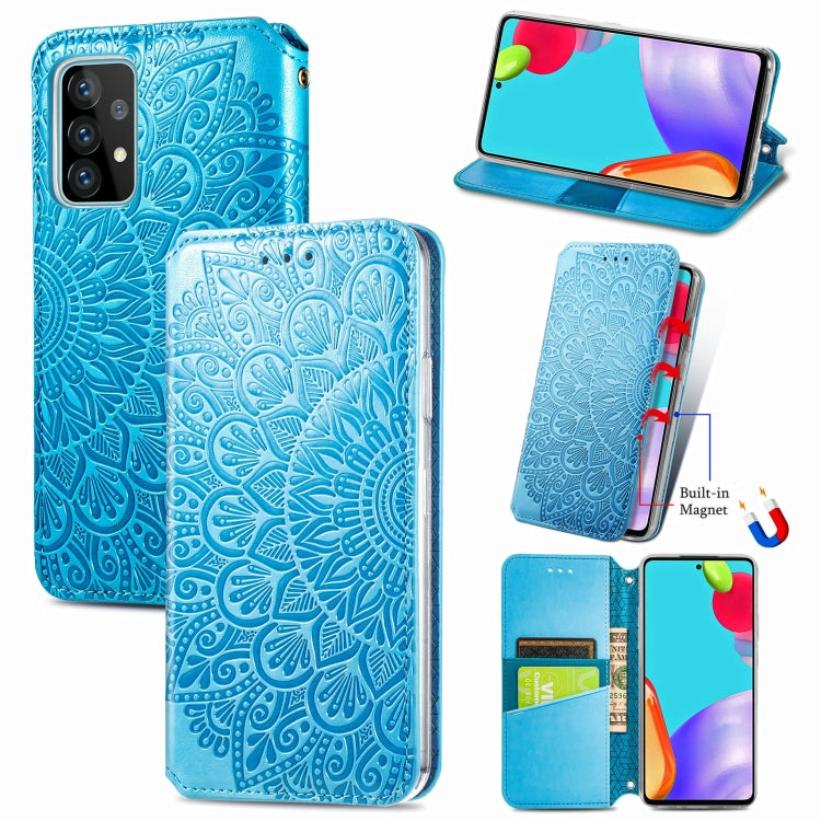 For Samsung Galaxy A52 5G / 4G Blooming Mandala Embossed Pattern Magnetic Horizontal Flip Leather Case with Holder & Card Slots & Wallet