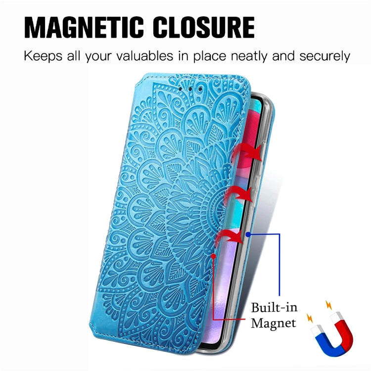 For Samsung Galaxy A52 5G / 4G Blooming Mandala Embossed Pattern Magnetic Horizontal Flip Leather Case with Holder & Card Slots & Wallet