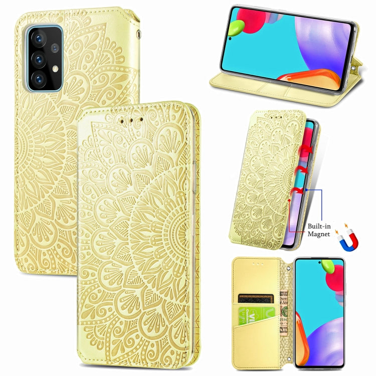 For Samsung Galaxy A52 5G / 4G Blooming Mandala Embossed Pattern Magnetic Horizontal Flip Leather Case with Holder & Card Slots & Wallet